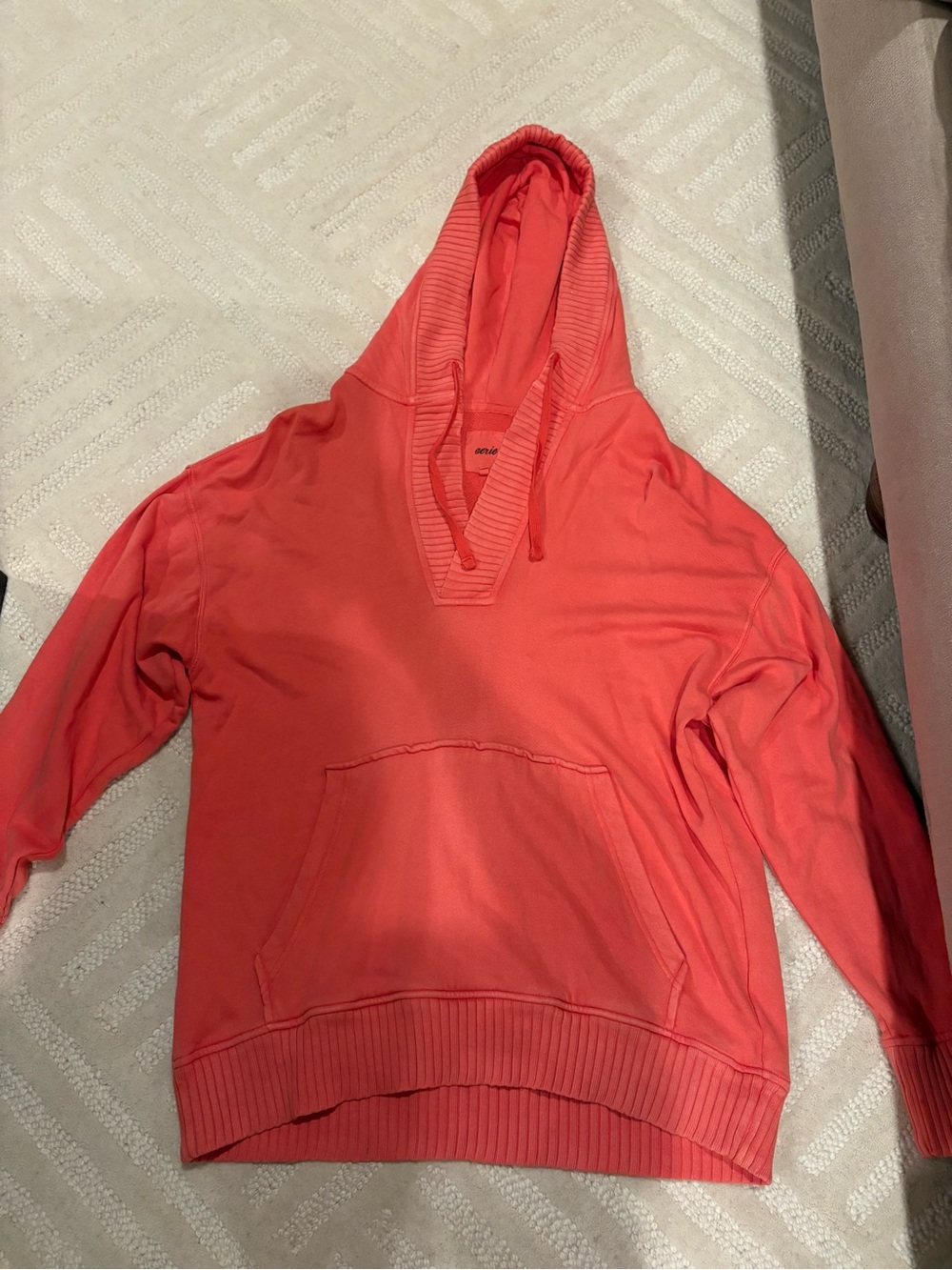 aerie Coral Knit V-Neck Pullover